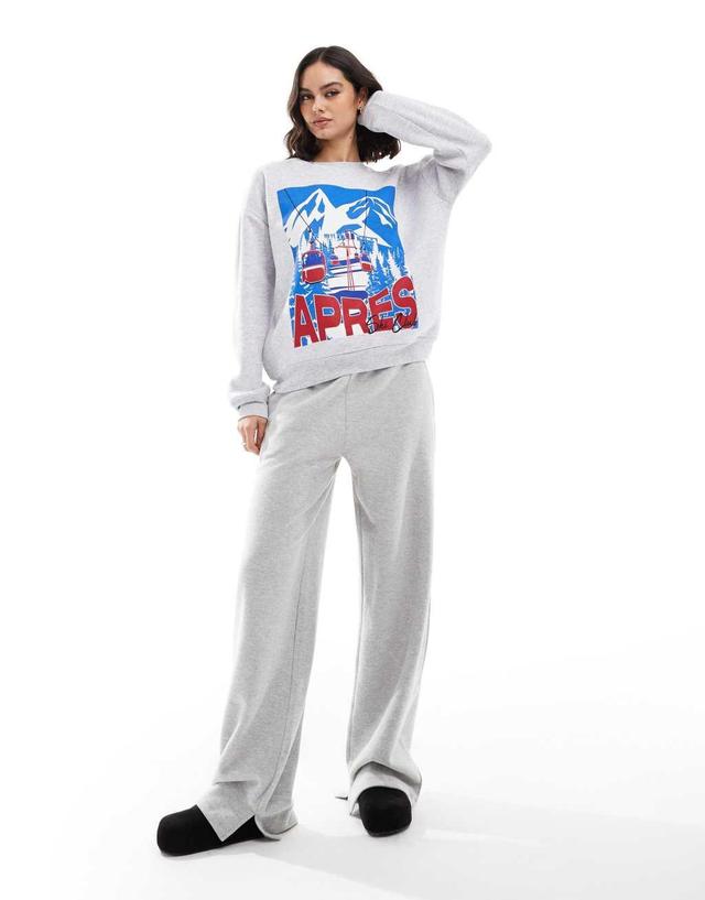 ASOS DESIGN oversized sweatshirt with ski graphic in gray heather Product Image