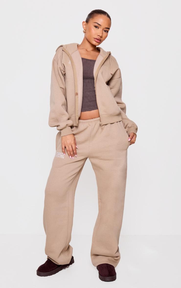 Petite Taupe Studio Archives Thin Waistband Wide Leg Sweatpants Product Image