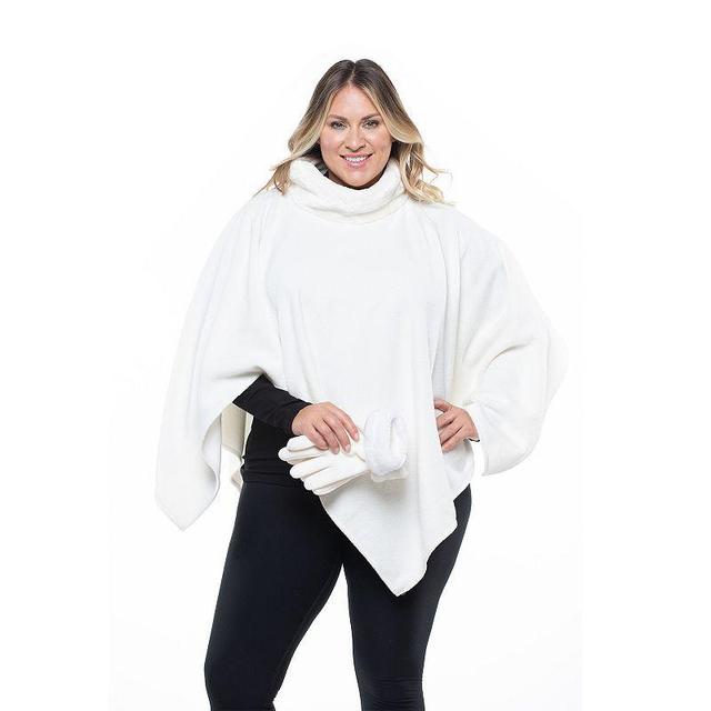 Womens Linda Anderson Fleece Poncho & Glove Set with Faux Fur Trim Product Image