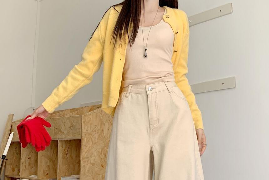 High Rise Plain Wide Leg Pants product image