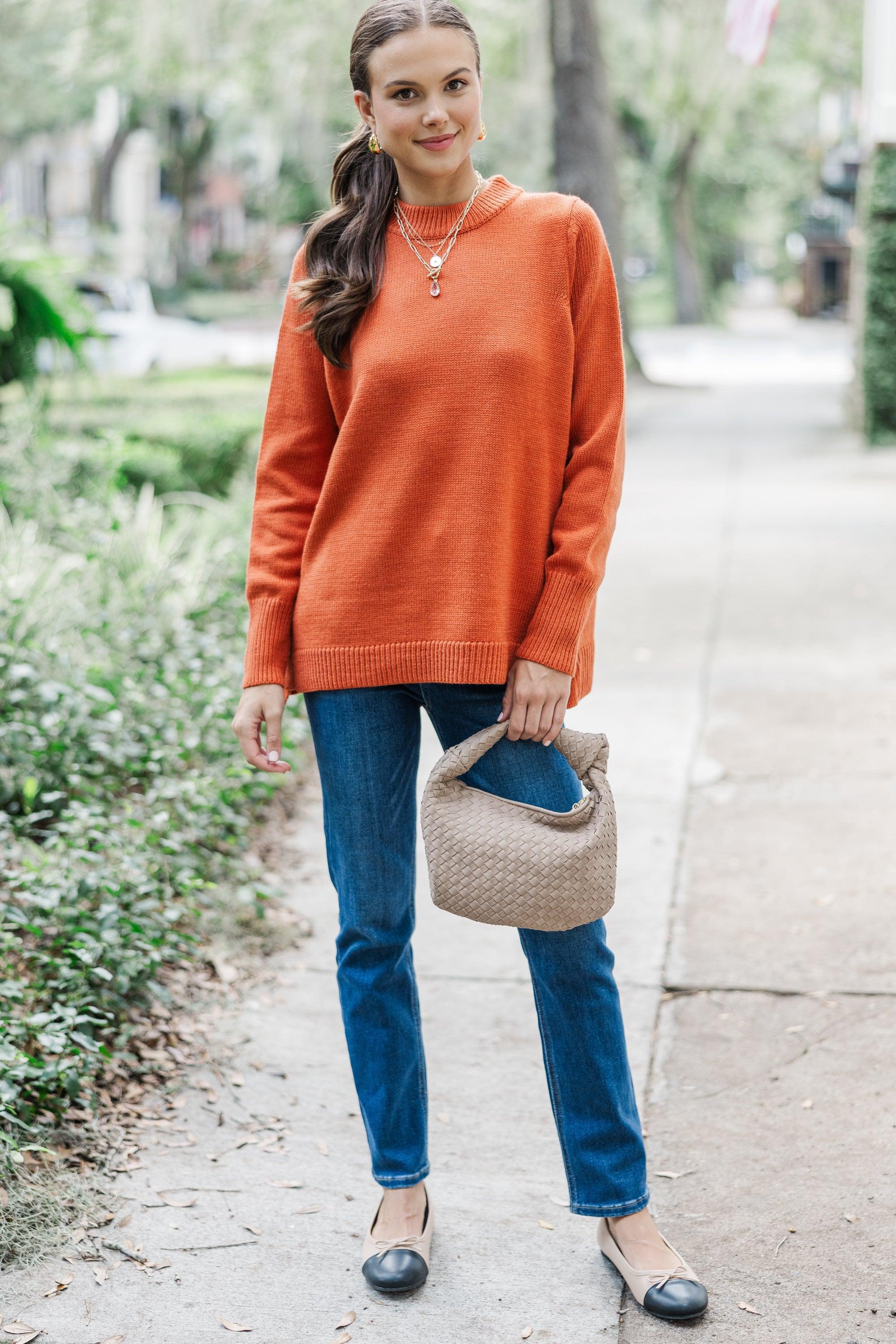 The Slouchy Rust Orange Side Button Sweater Female Product Image