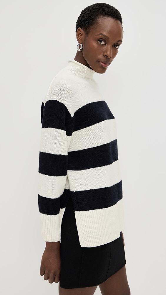 Vince Oversized Striped Roll Neck Pullover | Shopbop Product Image