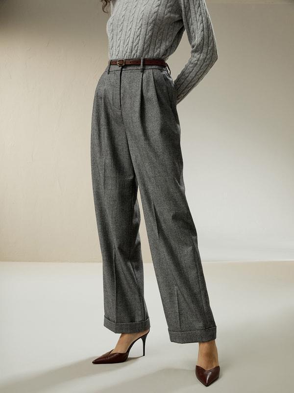 Wide leg wool-flannel suit trousers product image