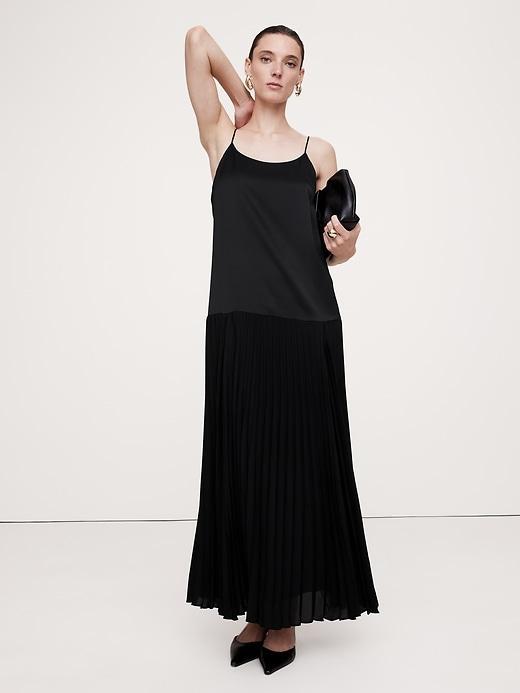 Pleated Drop-Waist Maxi Dress Product Image