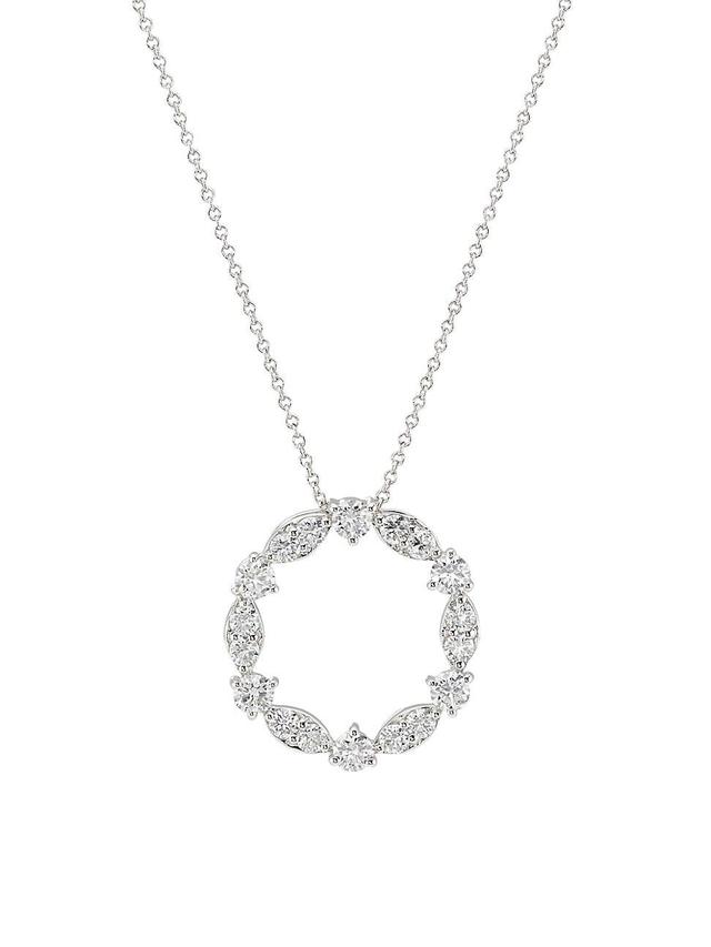 Womens 14K White Gold & 1.00 TCW Lab-Grown Diamond Circle Pendant Necklace Product Image