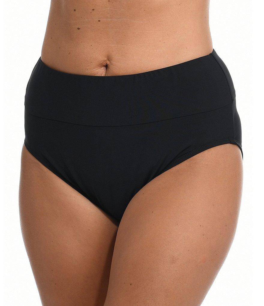 24th & Ocean Solids Mid Waist Spliced Tummy Control Swim Bottom Product Image