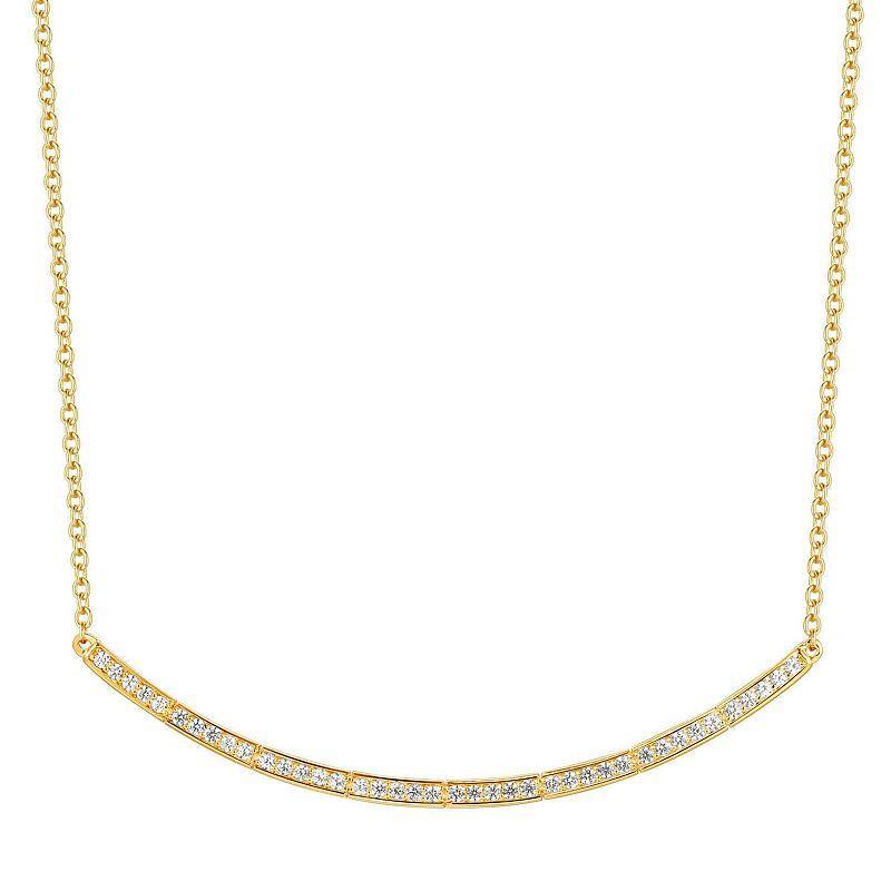 14k Gold Over Silver 1/3 Carat T.W. Diamond Curved Bar Link Necklace, Womens White Product Image