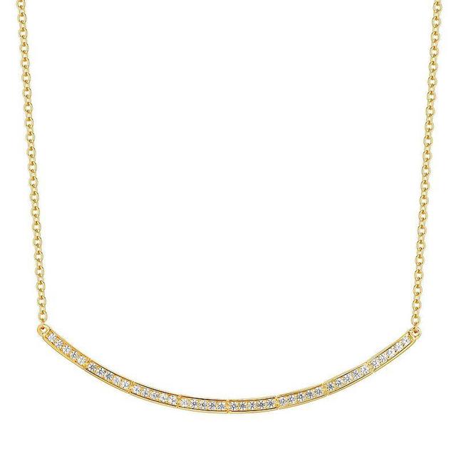 14k Gold Over Silver 1/3 Carat T.W. Diamond Curved Bar Link Necklace, Womens Gold Tone Product Image