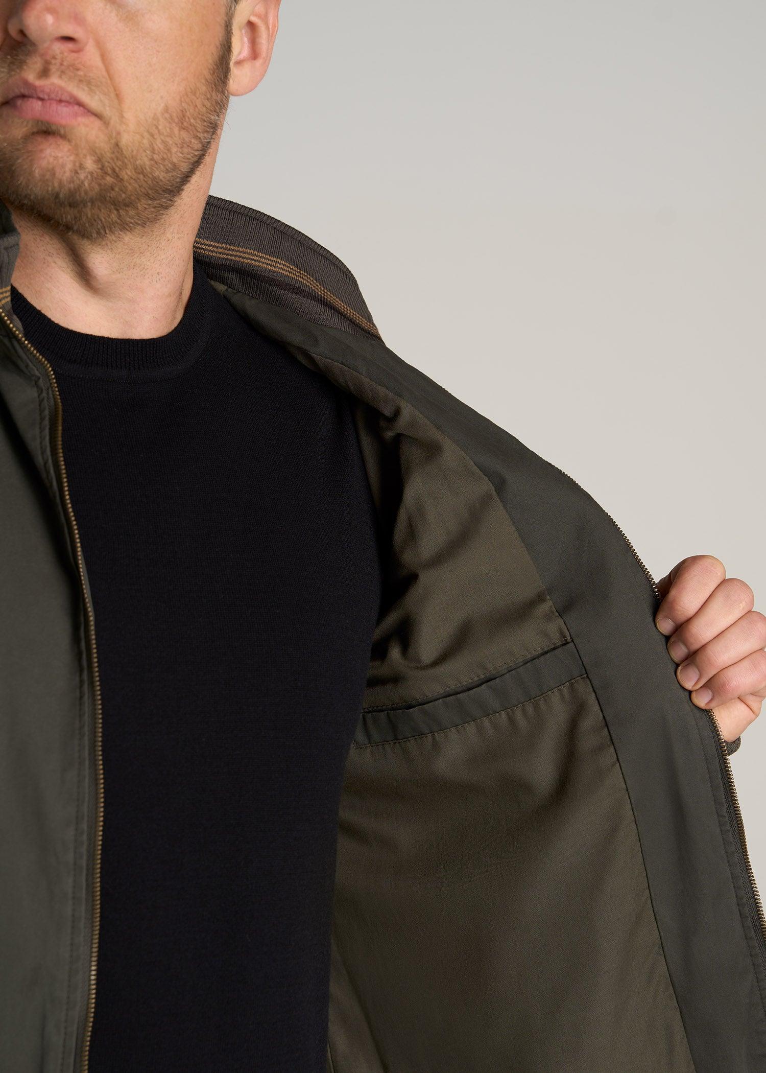 LJ&S Cotton Bomber Jackets for Tall Men in Olive Green Male Product Image