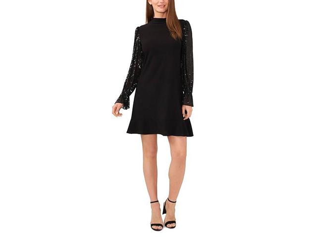 CeCe Long Sleeve Dress w/ Ruffle Hem (Rich ) Women's Clothing Product Image