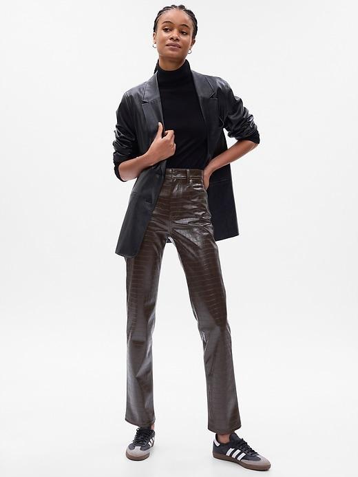 High Rise Vegan Croc Leather Cheeky Straight Pants product image