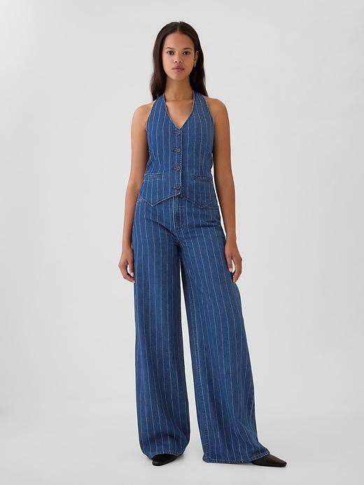 Mid Rise Pinstripe Baggy Jeans Product Image