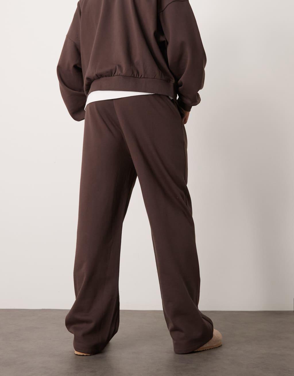 ASOS DESIGN essential wide leg sweatpants in brown Product Image