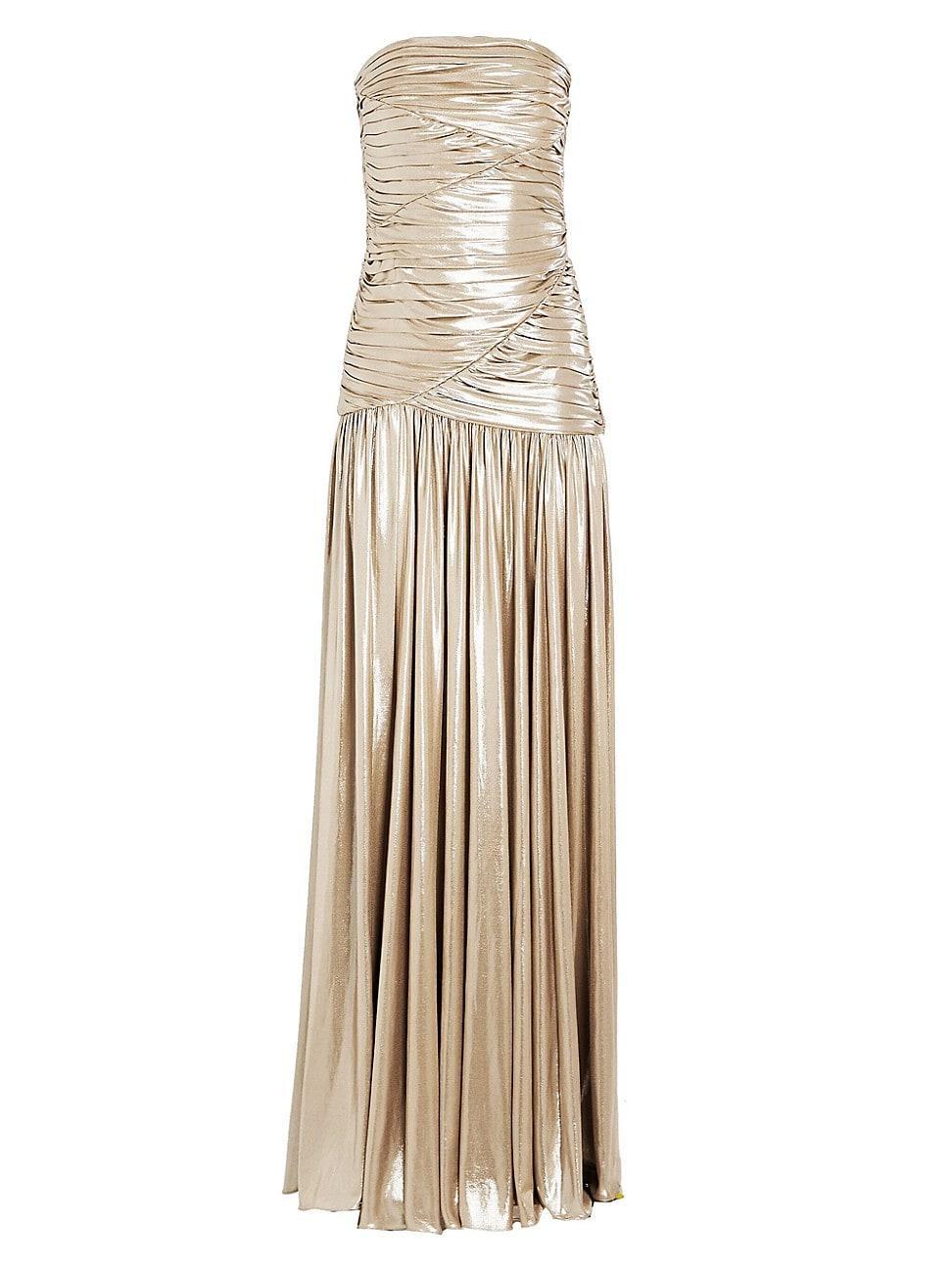 retrofete Josie Dress in Metallic Gold. Product Image