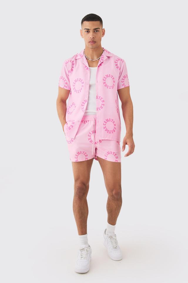 Regular Worldwide Shirt & Swim Trunks Set | boohooMAN USA Product Image