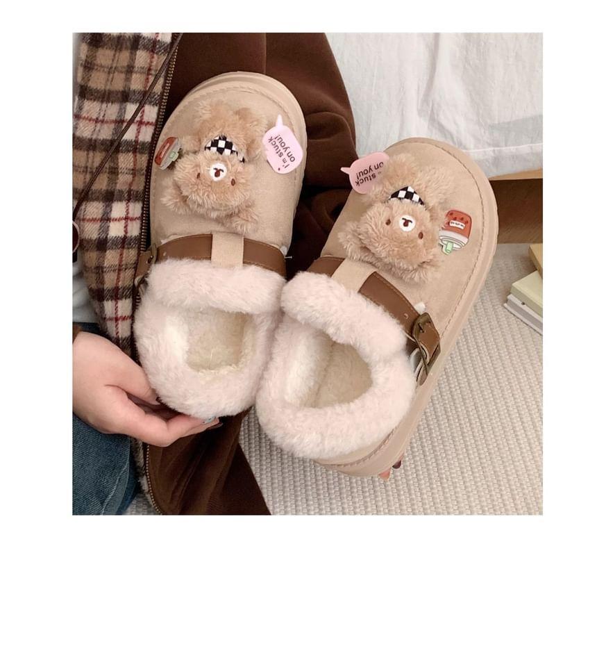 Bead Buckled Fleece-Lined Slippers Product Image