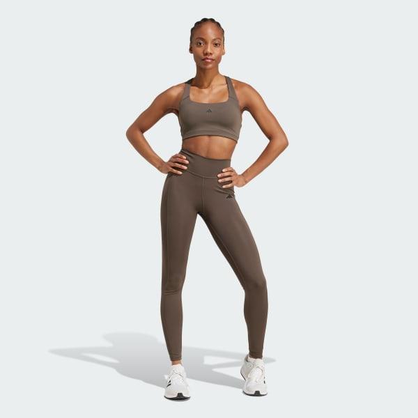 adidas Powerimpact Training Medium-Support Bra Shadow Olive XS C-D Womens Product Image