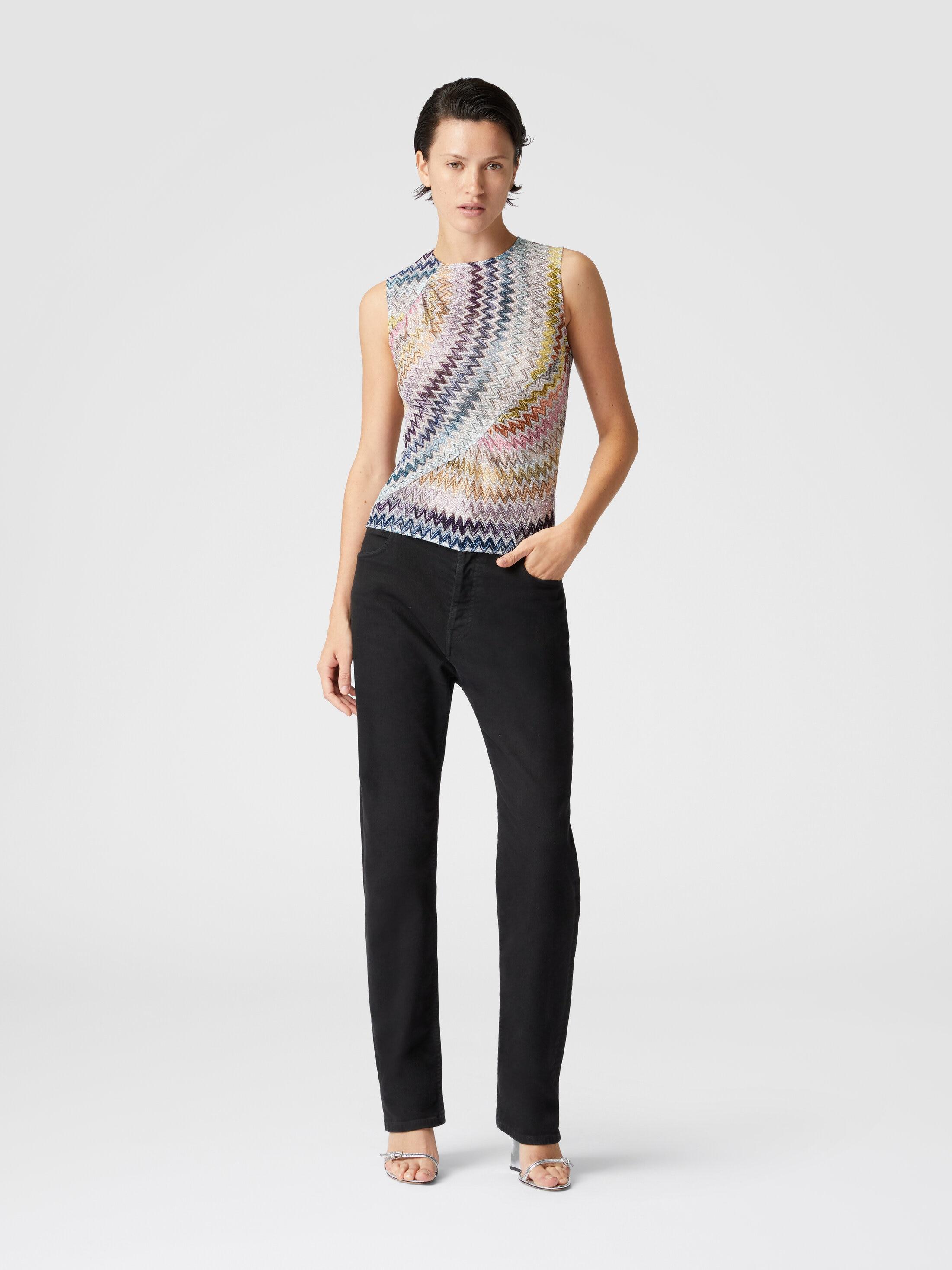 Sleeveless top in zig zag lamé viscose blend Product Image