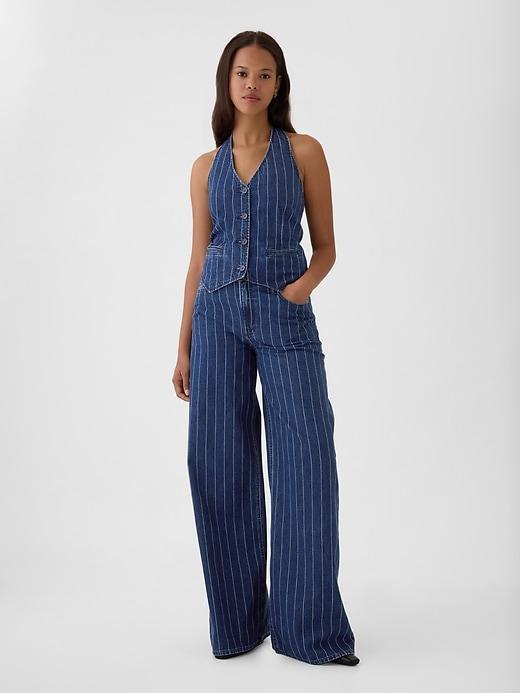 Pinstripe Denim Halter Vest Product Image