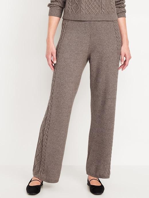 SoSoft Cable-Knit Wide-Leg Sweater Pants Product Image