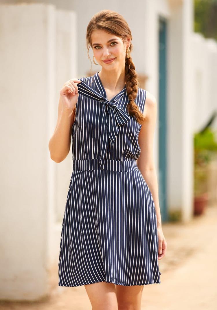 Bliss In a Swish Tie-Neck Dress Product Image