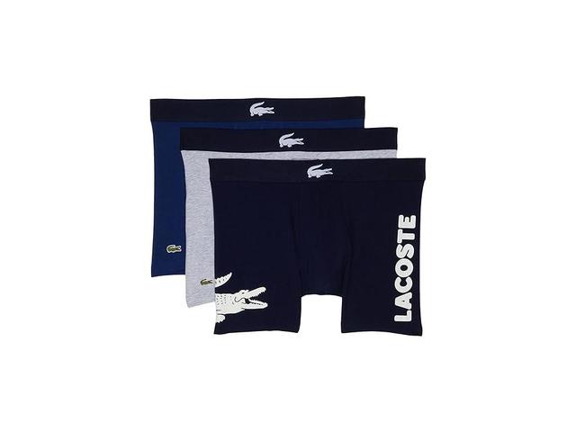 Lacoste 3-Pack Boxer Brief Causal Fashion Big Croc (Navy /White/Silver Chine/Methylene) Men's Underwear Product Image