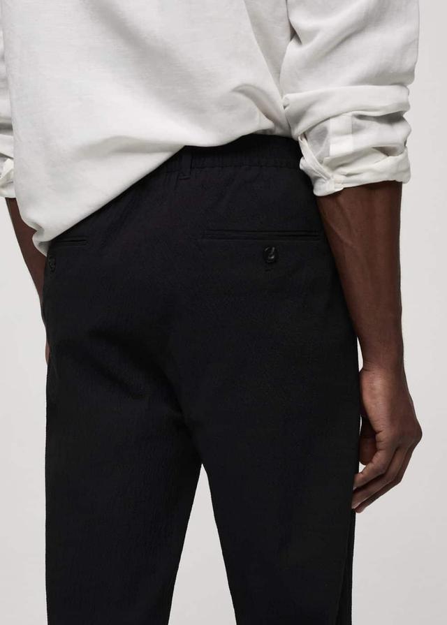 MANGO MAN - Seersucker cotton pants blackMen Product Image