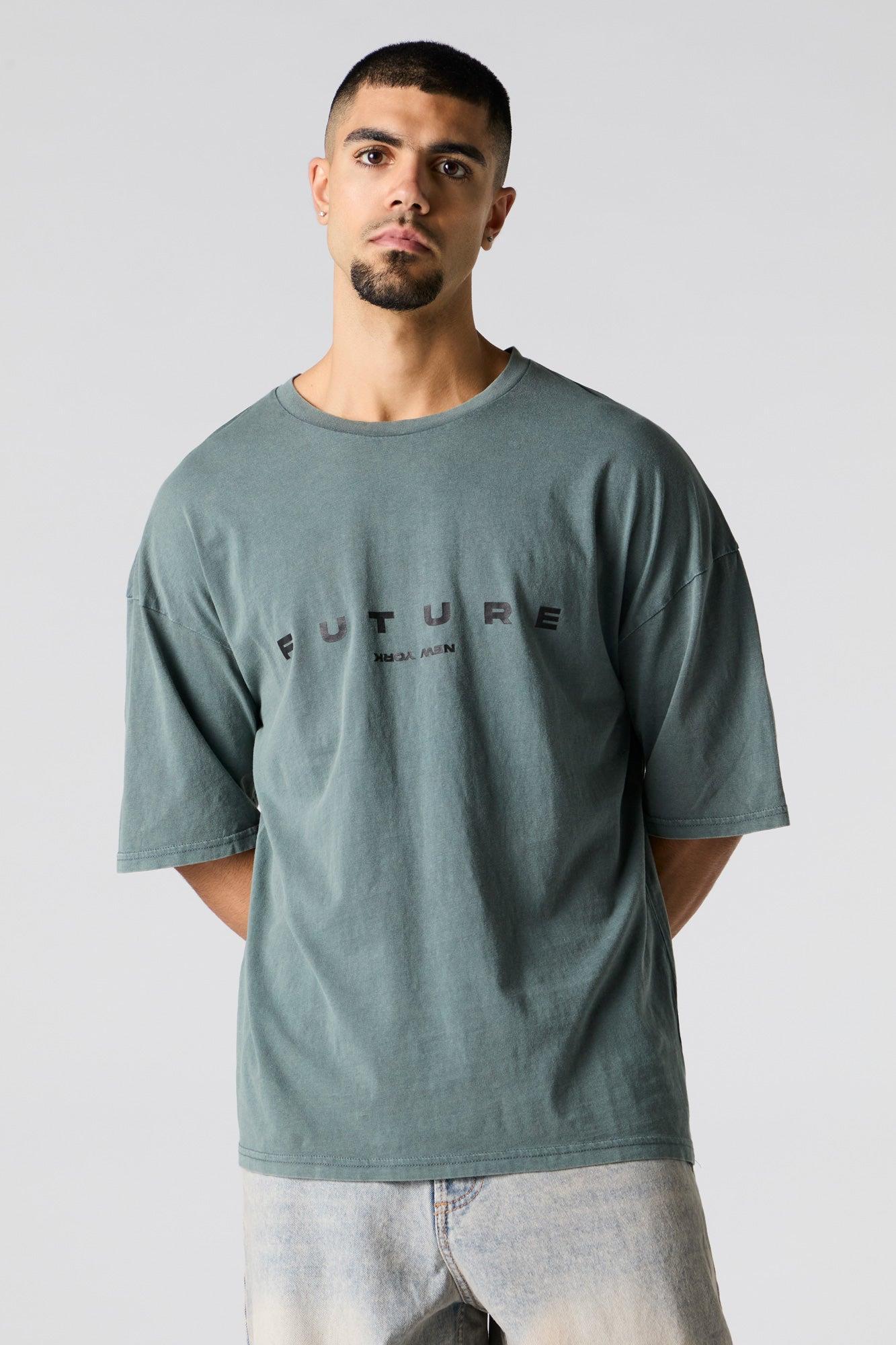 Embroidered Back Oversized Graphic T-Shirt Male Product Image