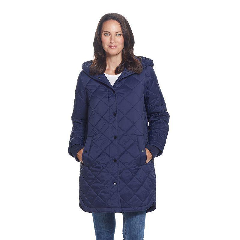 Plus Size Weathercast Hood Quilted Duffle Jacket, Womens Blue Product Image