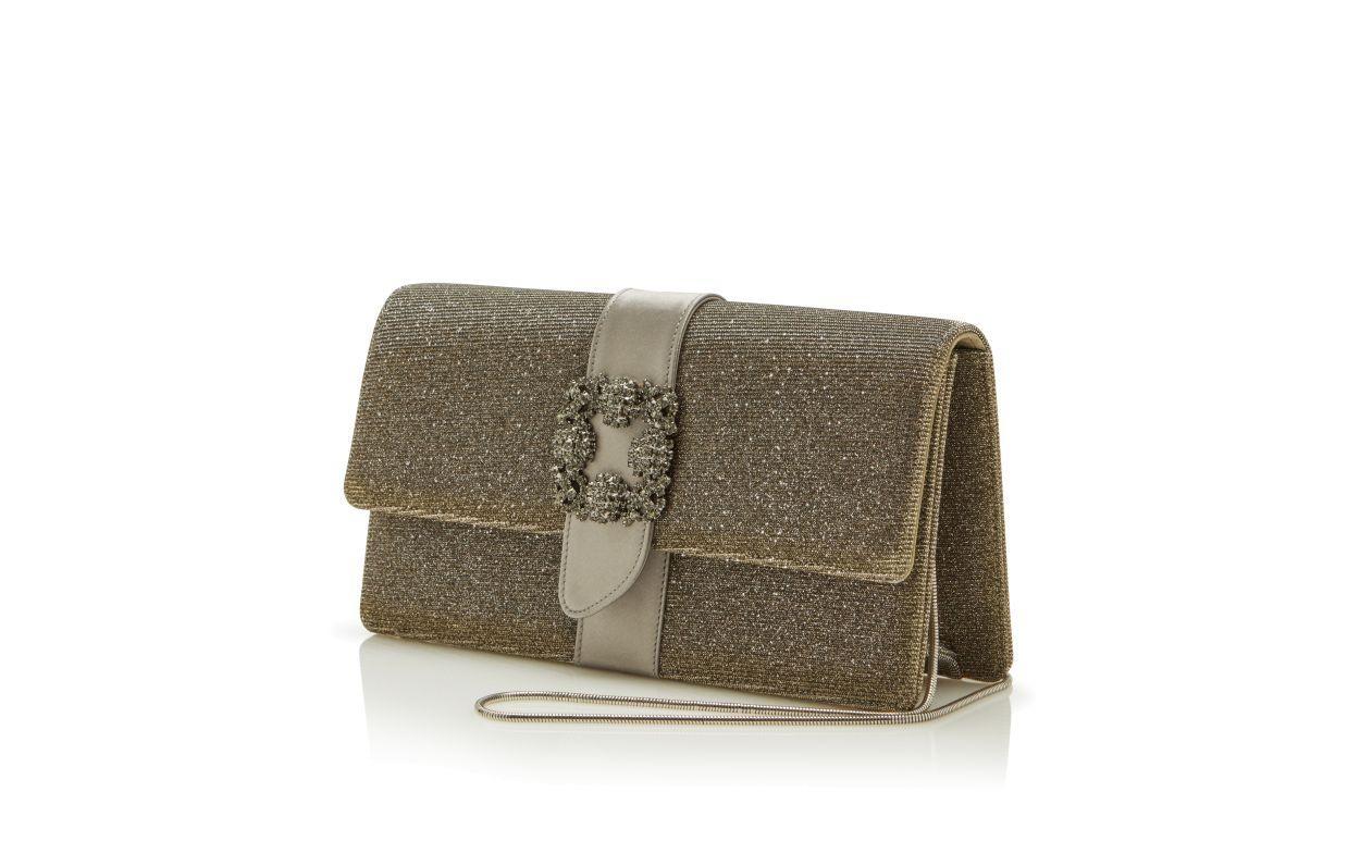 CAPRI GLITTER Dark Gold Glitter Jewel Buckle Clutch Product Image