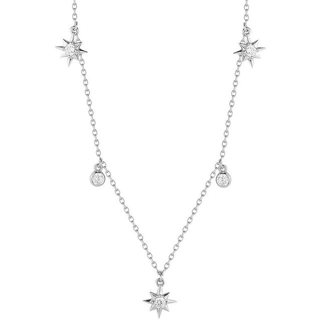 Sunkissed Sterling Cubic Zirconia Tri North Star Necklace, Womens Silver Tone Product Image