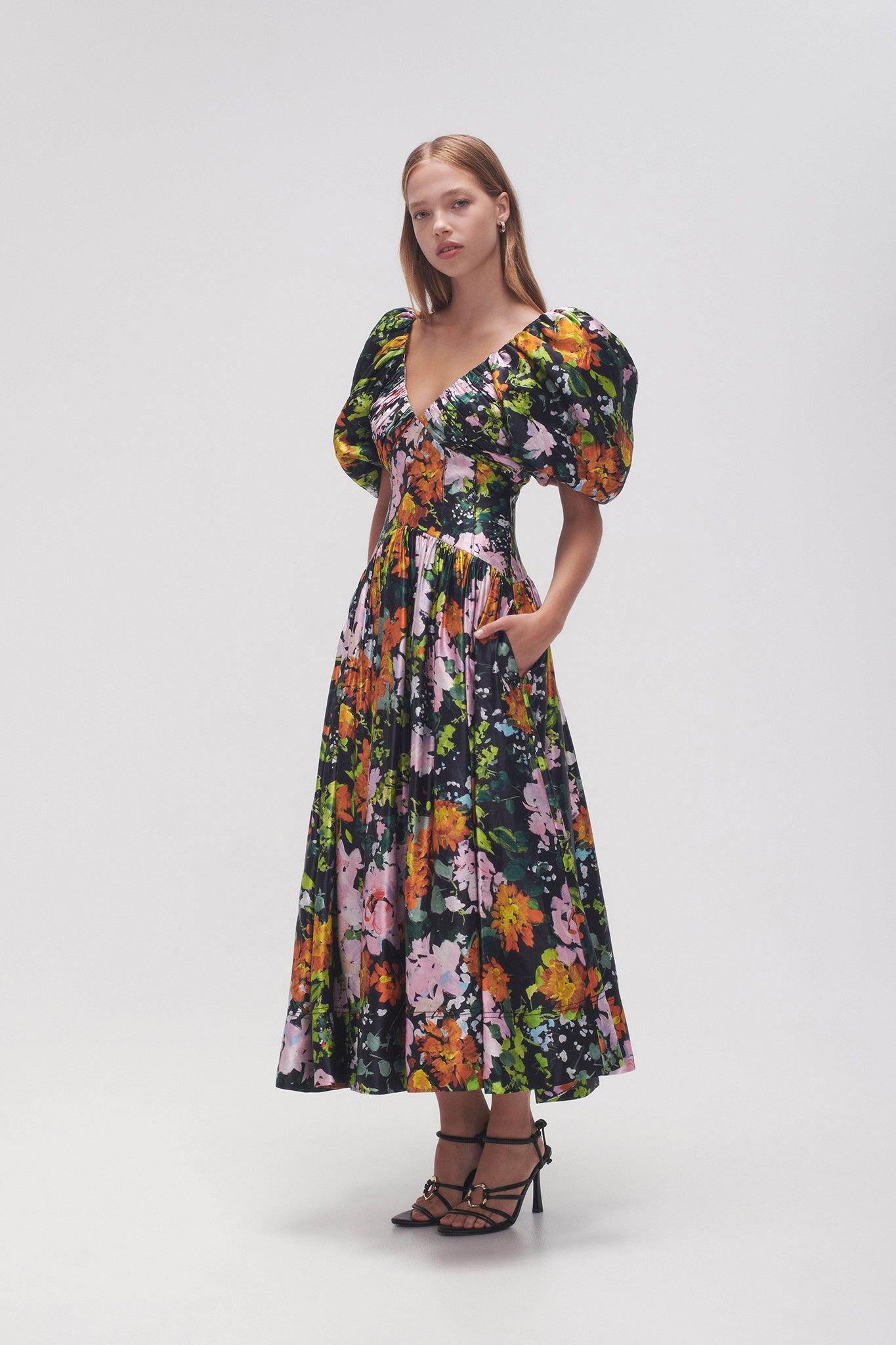 Gabrielle Plunge Midi Dress Product Image