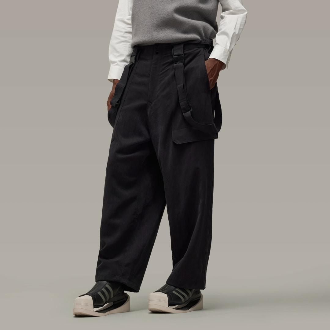 adidas Y-3 Washed Twill Suspender Pants Black XL Mens Product Image