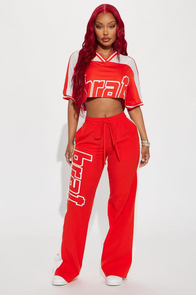 Bratty Wide Leg Sweatpants - Orange Product Image