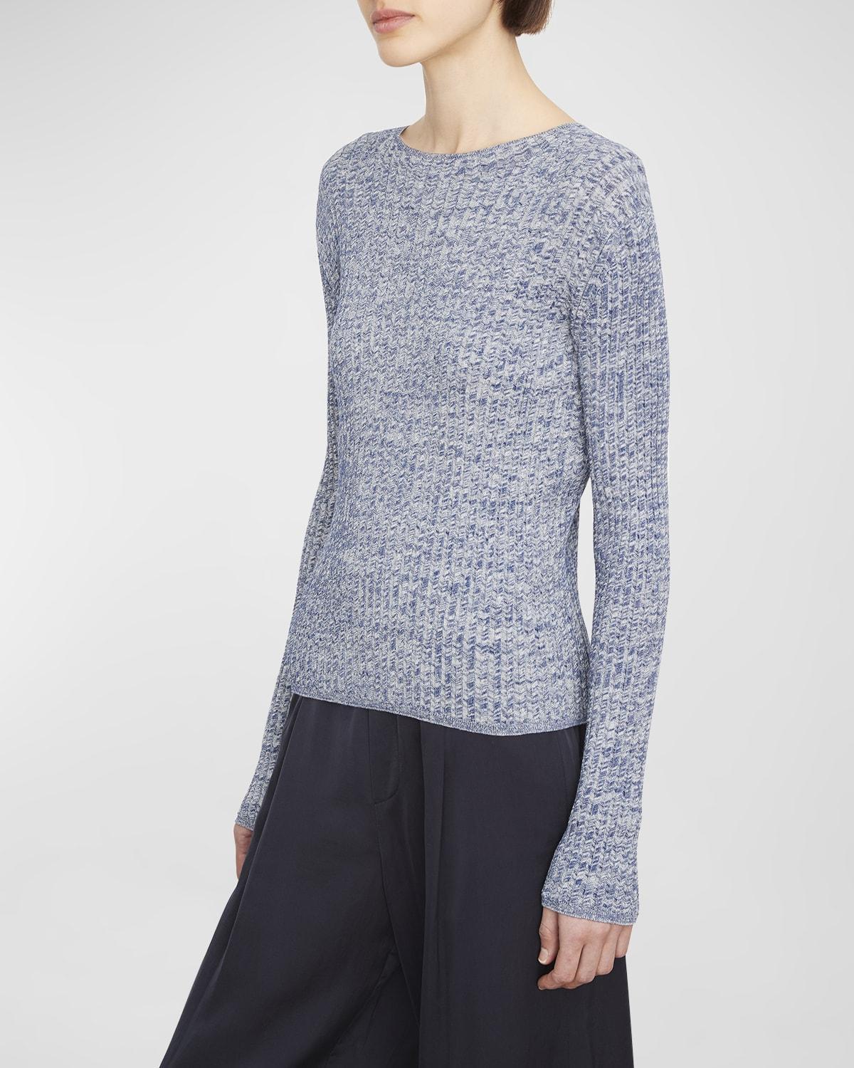 Marled Knit Ribbed Mock-Neck Sweater Product Image