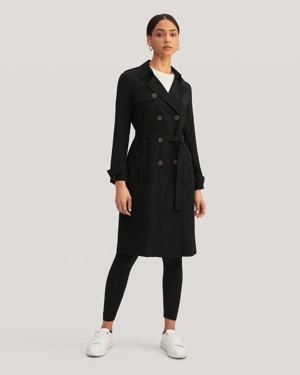 Classic Double-Breasted Silk Trench Coat Product Image