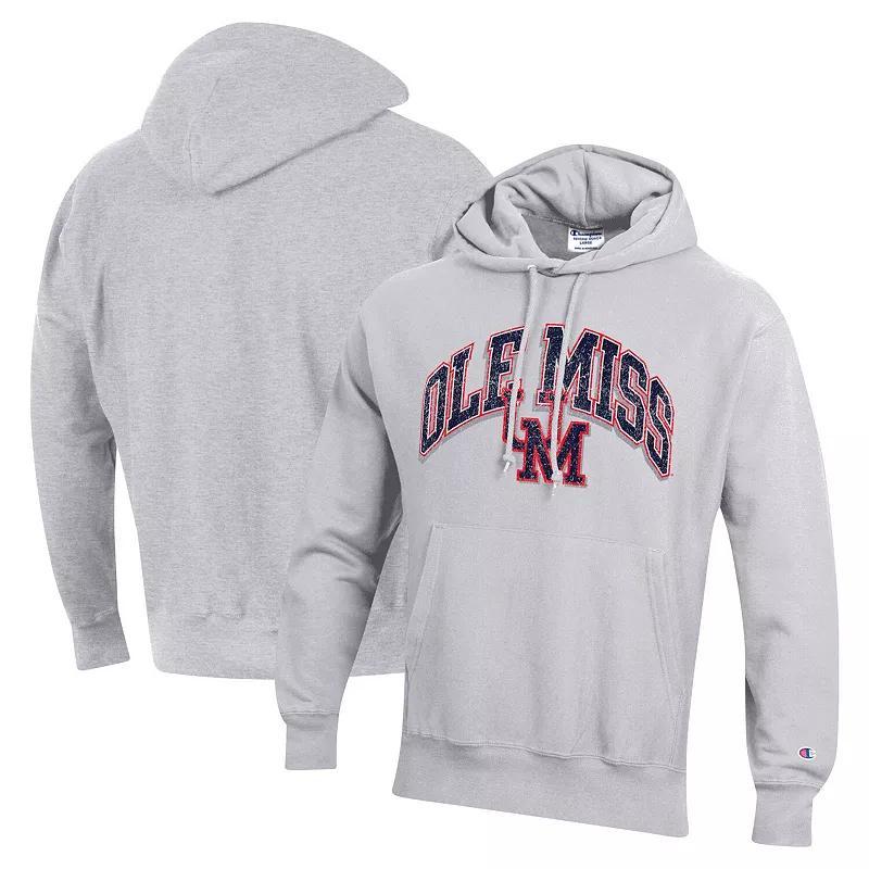 Mens Champion Gray Ole Miss Rebels Vault Late Night Reverse Weave Pullover Hoodie Product Image