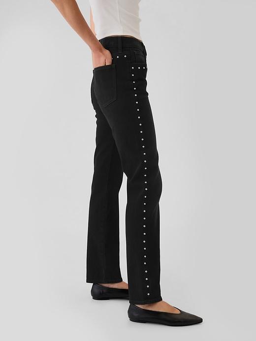 High Rise Studded &apos;90s Straight Jeans Product Image