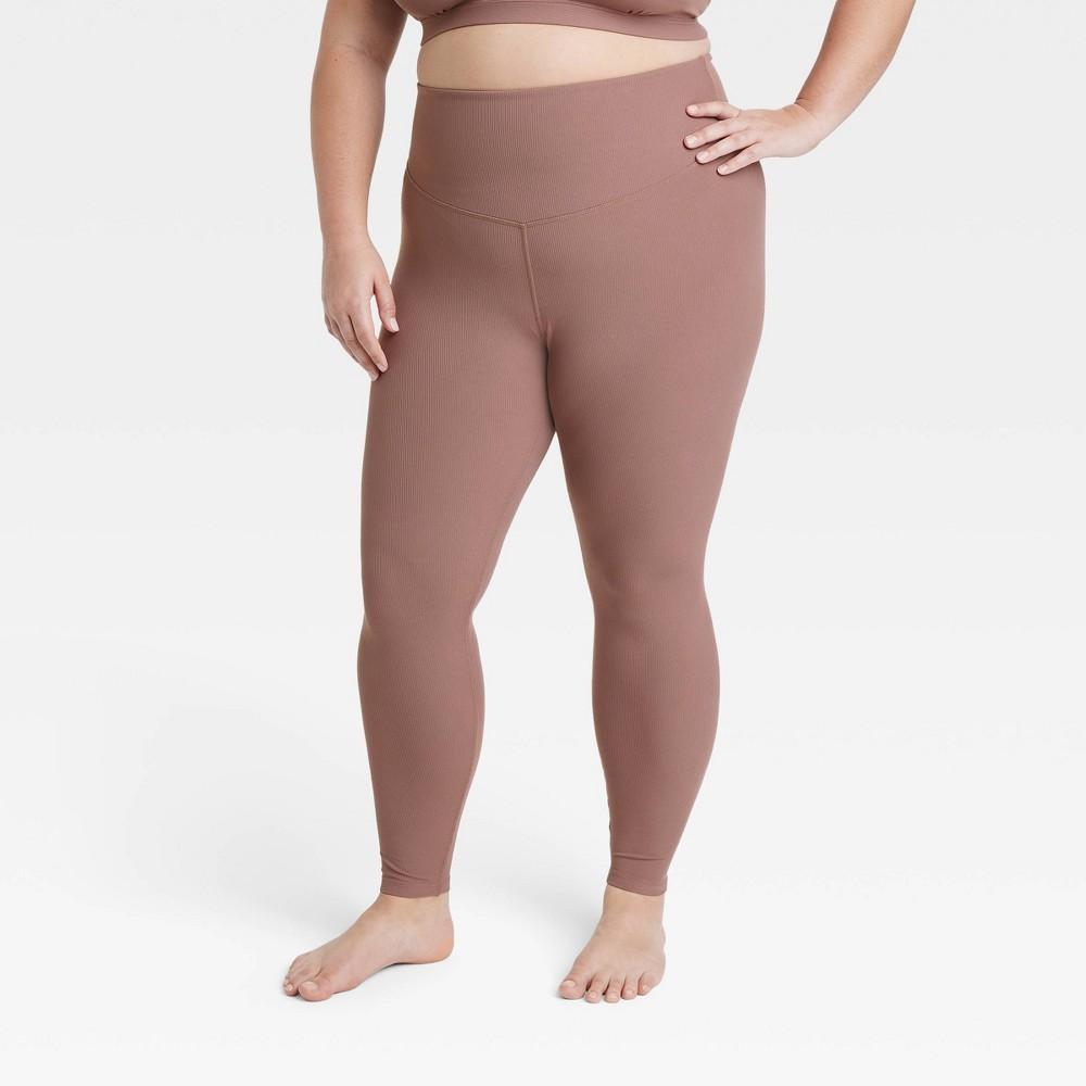 Womens Ultra High-Rise Rib Leggings - All In Motion Brown 2X Product Image