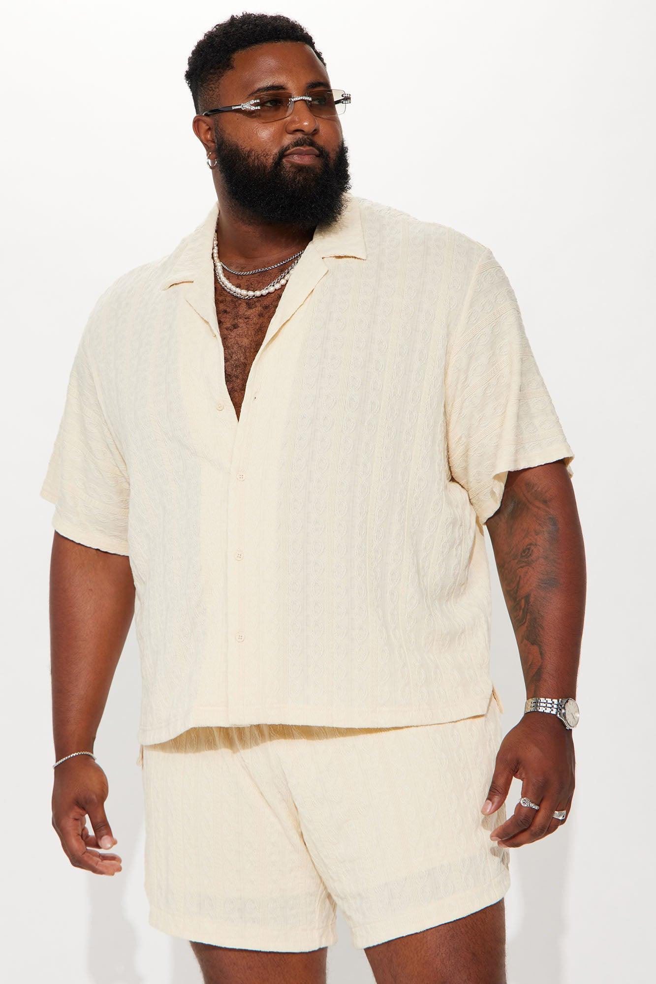 Check My Bank Statement Knit Short Sleeve Button Up - Cream Product Image