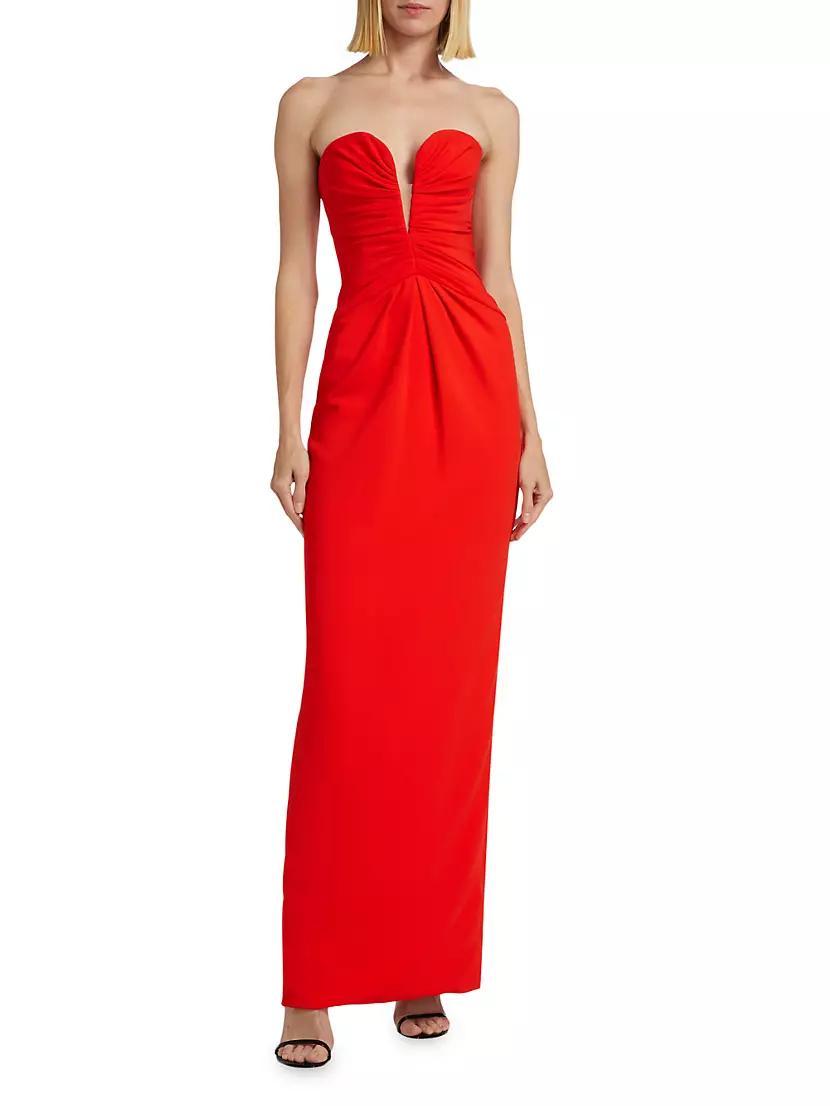 Womens Ruched Strapless Gown Product Image