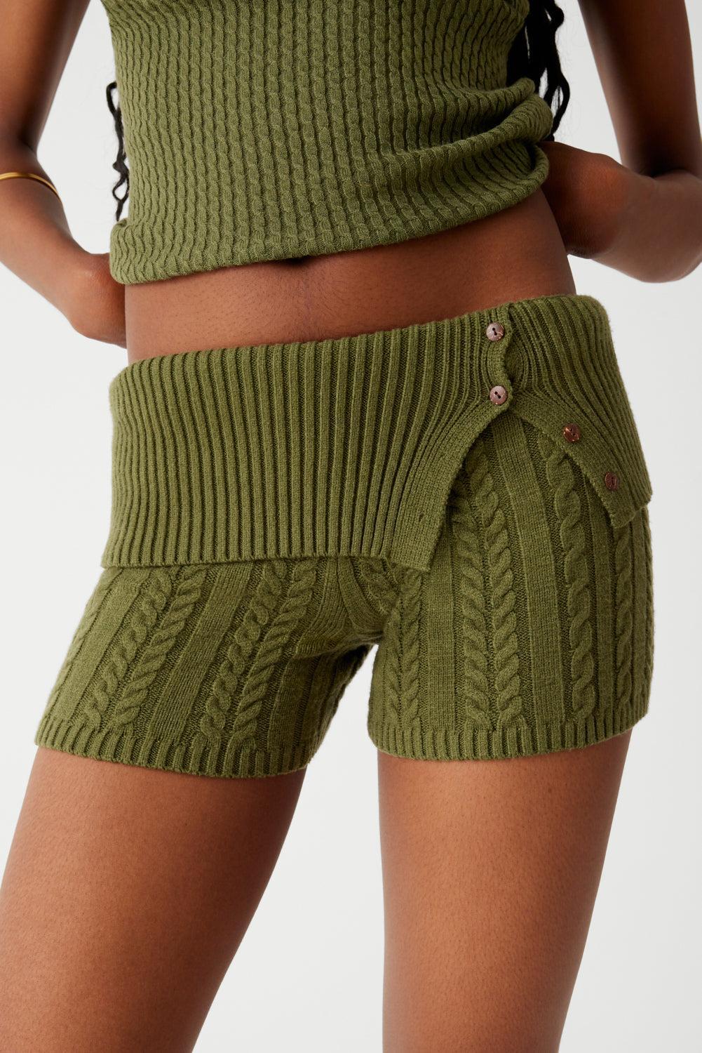 Nolan Cable Cloud Knit Mini Short - Jade Green Product Image