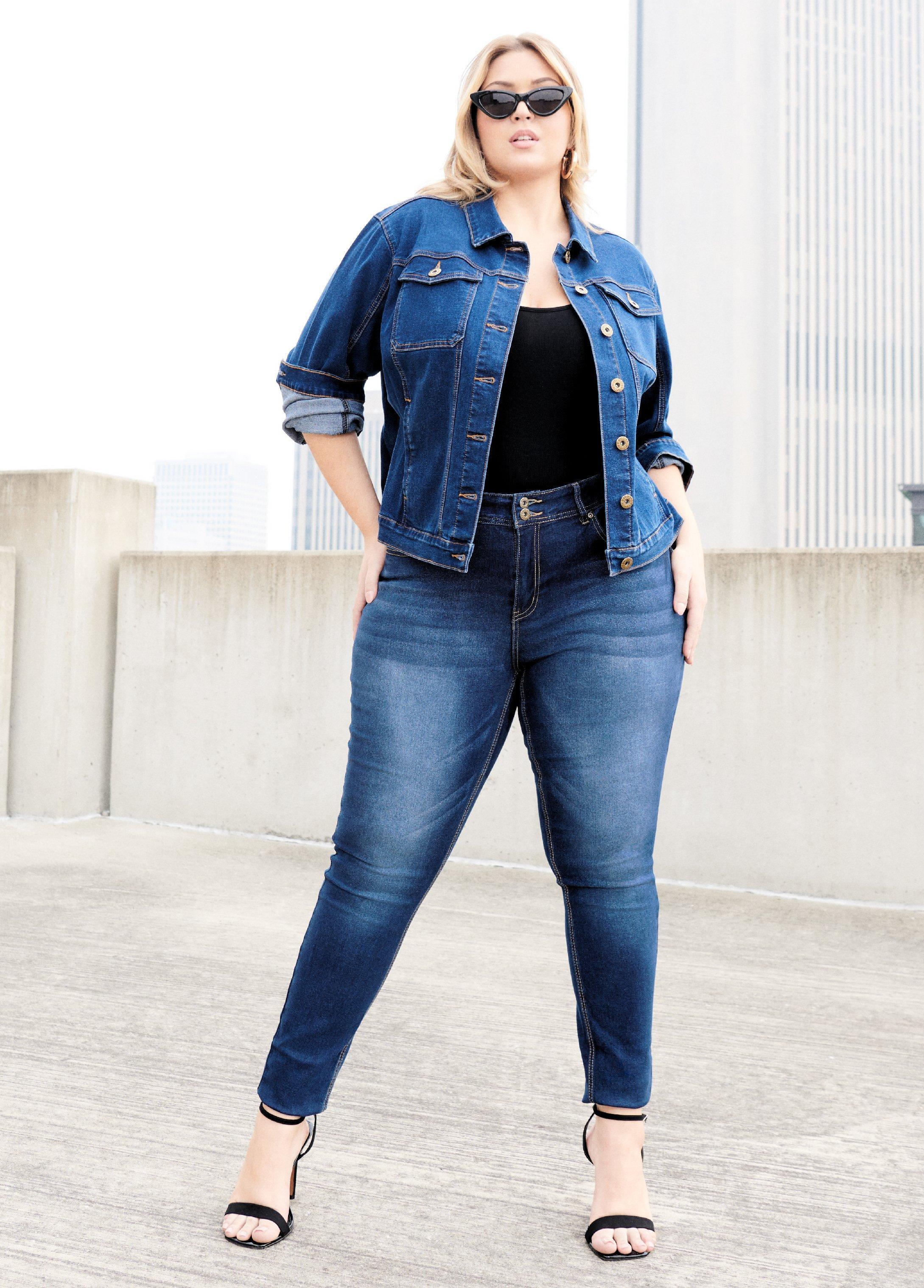 Plus Size Fearless Dark Wash Skinny Jeans Ashley Stewart product image