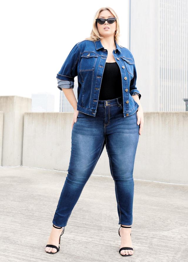 Plus Size Fearless Dark Wash Skinny Jeans Ashley Stewart Product Image