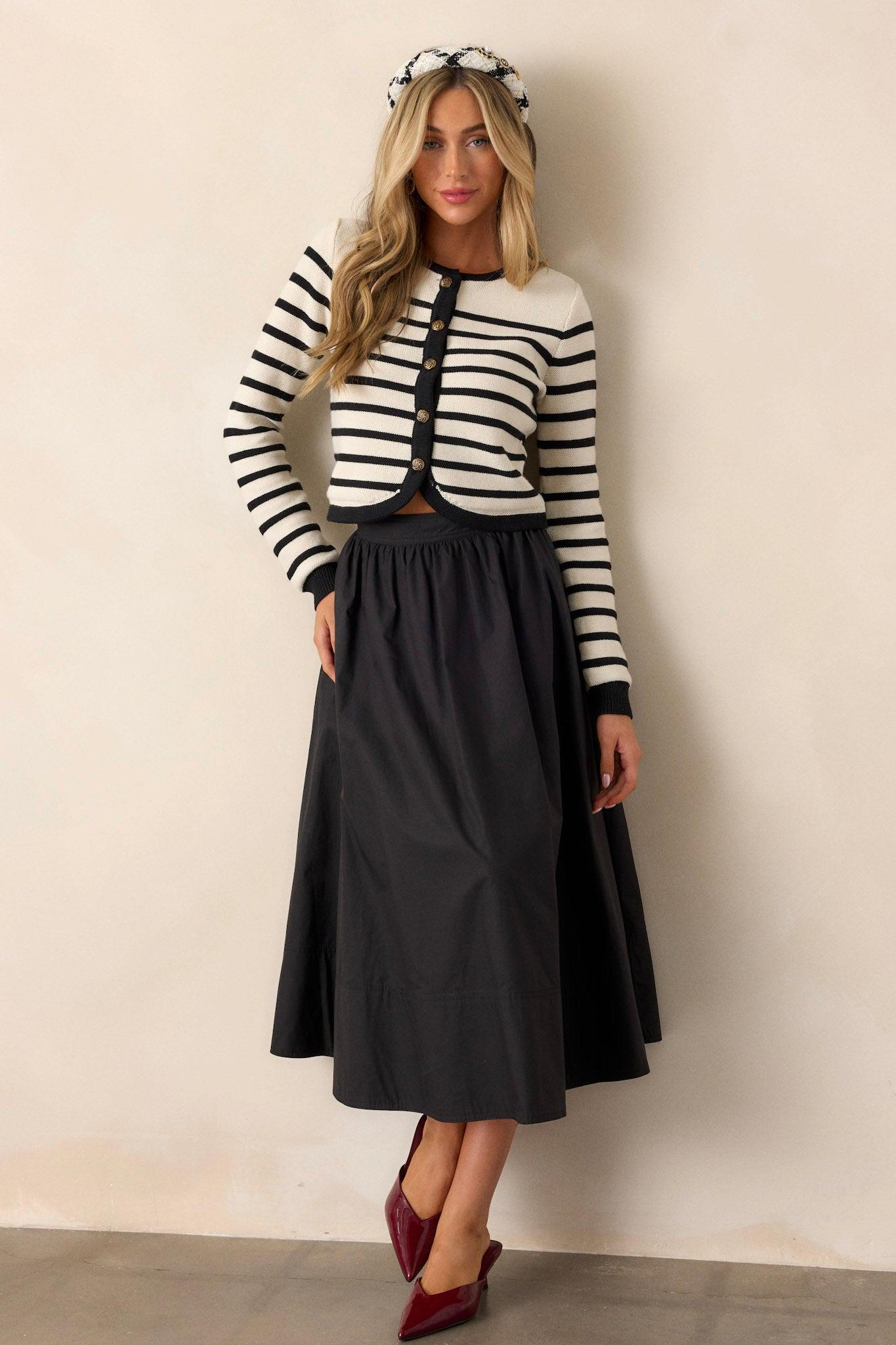 What Should I Do Ivory Stripe Cardigan Product Image