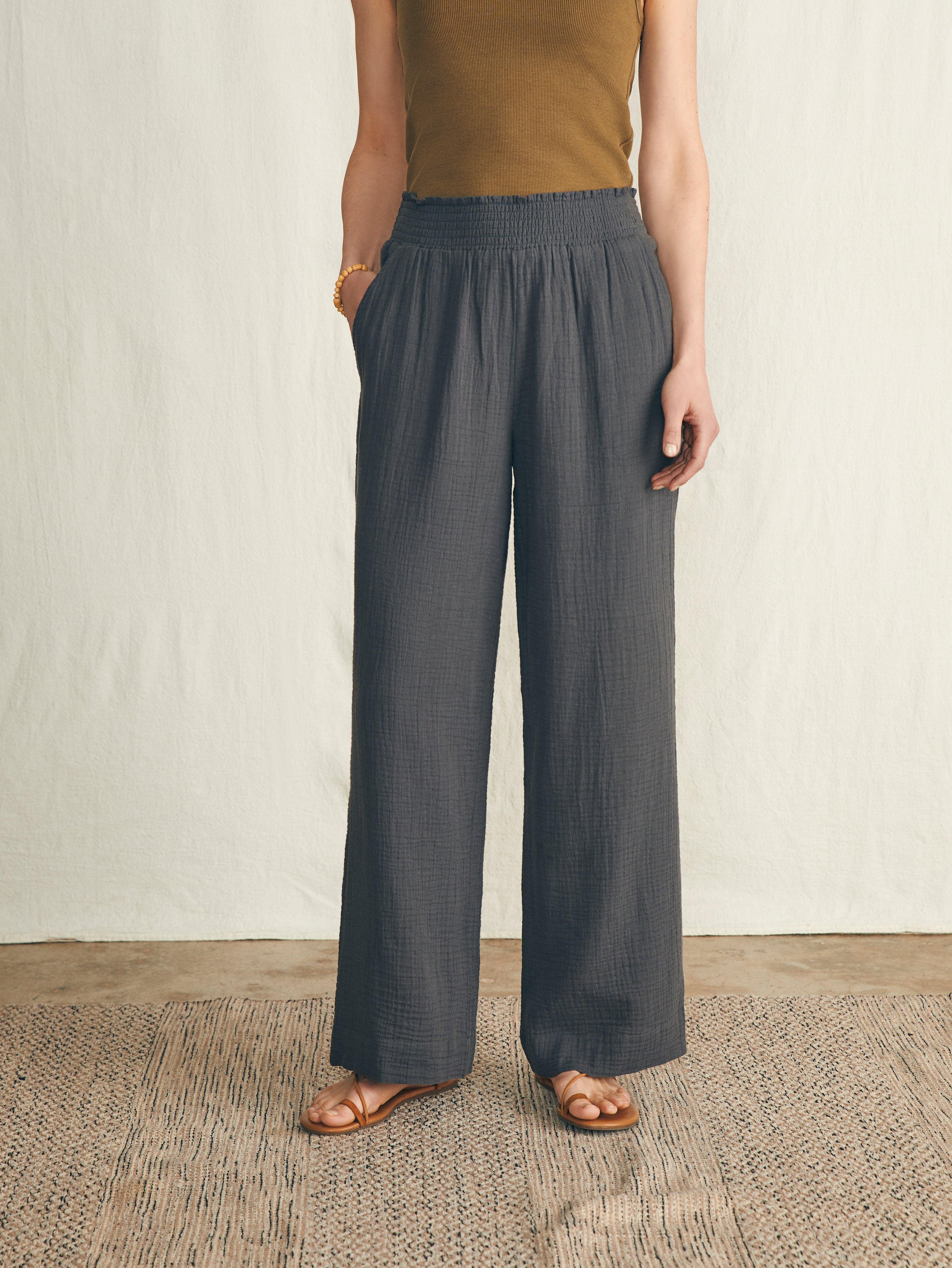 Dream Cotton Gauze Wide Leg Pant - Washed Black Female Product Image