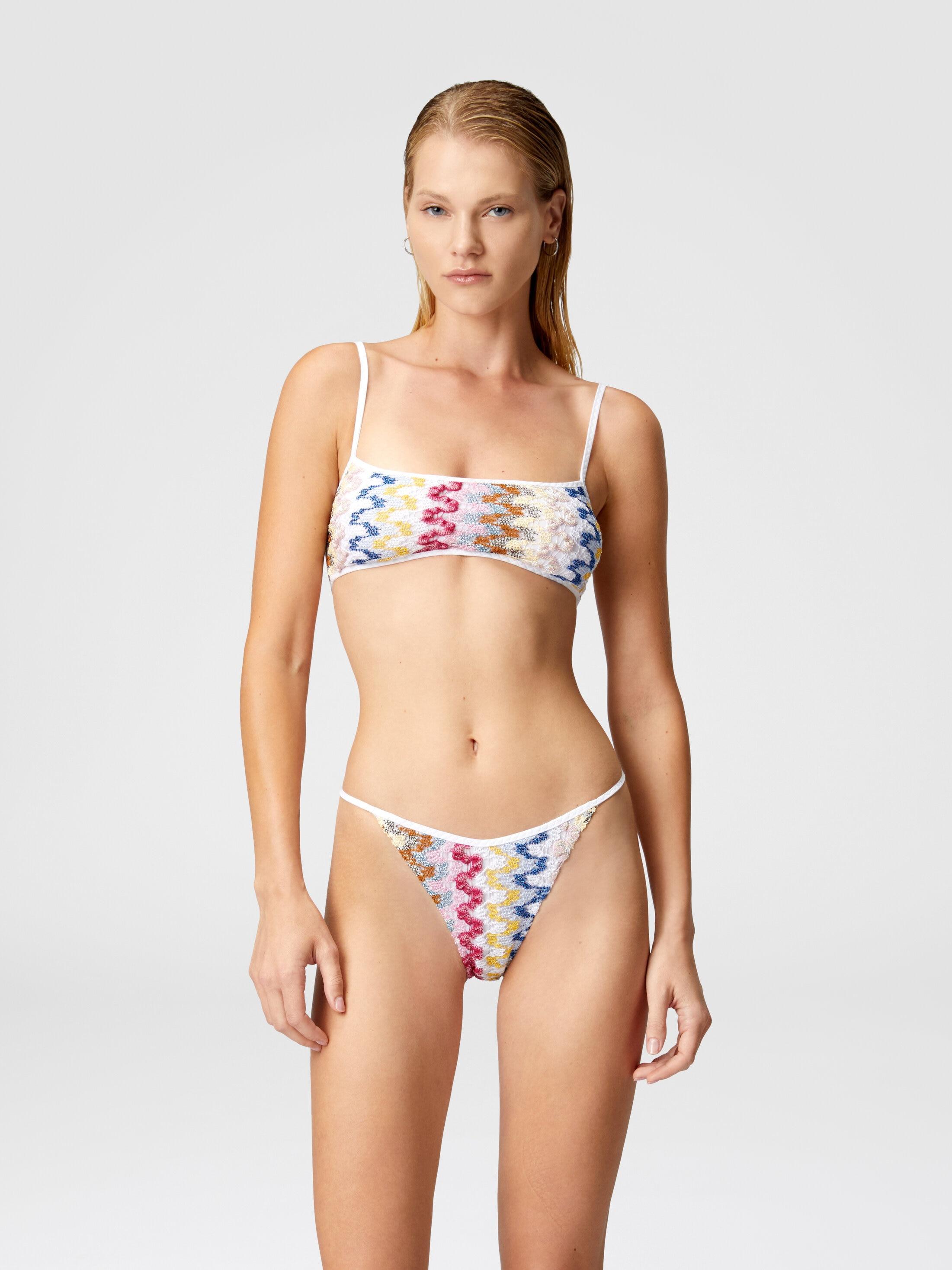 Bandeau bikini in lamé viscose lace Product Image