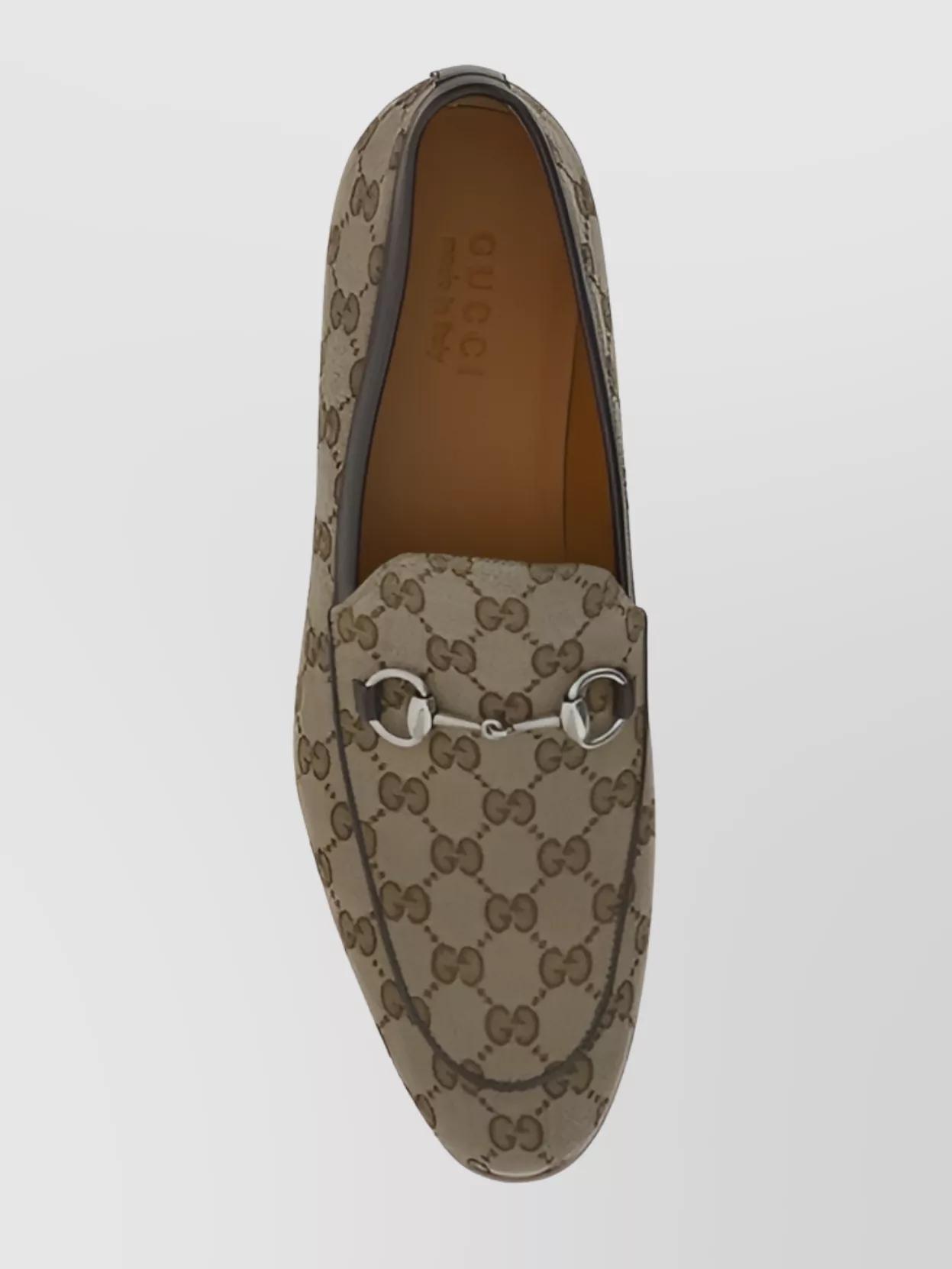 GUCCI Block Heel Loafers Jacquard Fabric In Printed Product Image