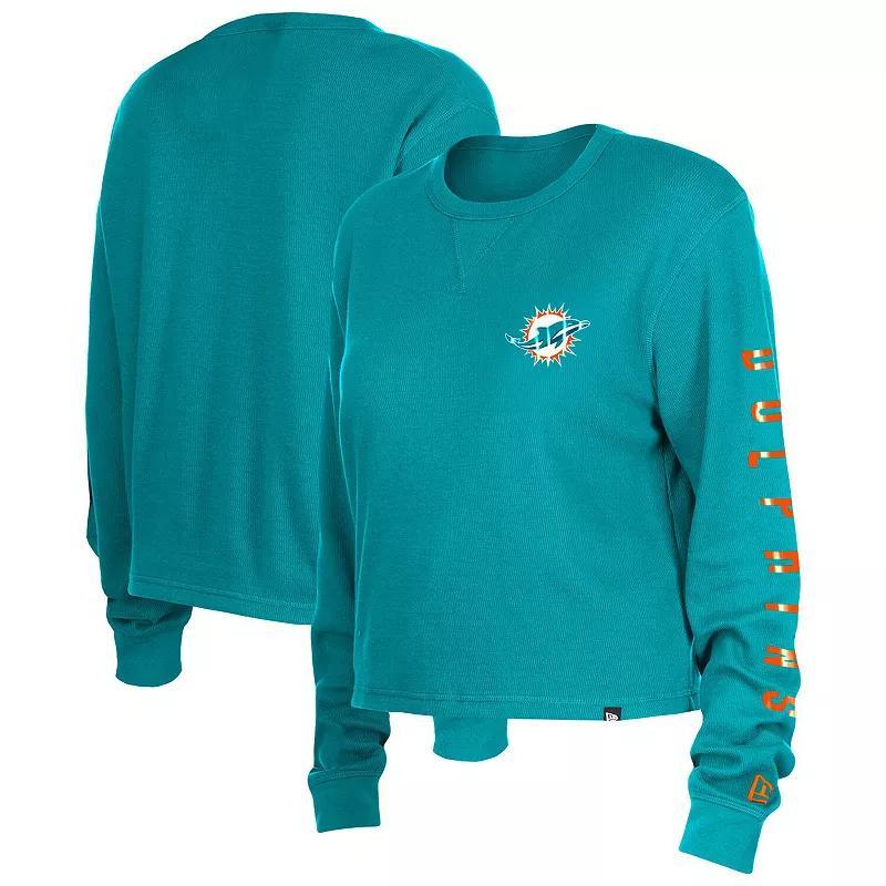 Womens New Era Tennessee Titans Thermal Crop Long Sleeve T-Shirt Blue Product Image