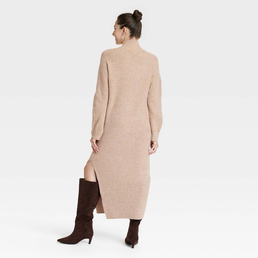 Women's Long Sleeve Midi Sweater Dress - Universal Thread™ Tan S Product Image